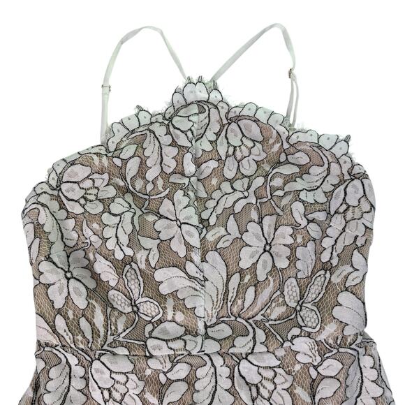 Lulus Women’s White Floral Lace Overlay Mini Dress Size S Halter Spaghetti Strap - Picture 7 of 10